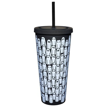 Ghost Cup with Straw - 20 oz. BLACK AND WHITE