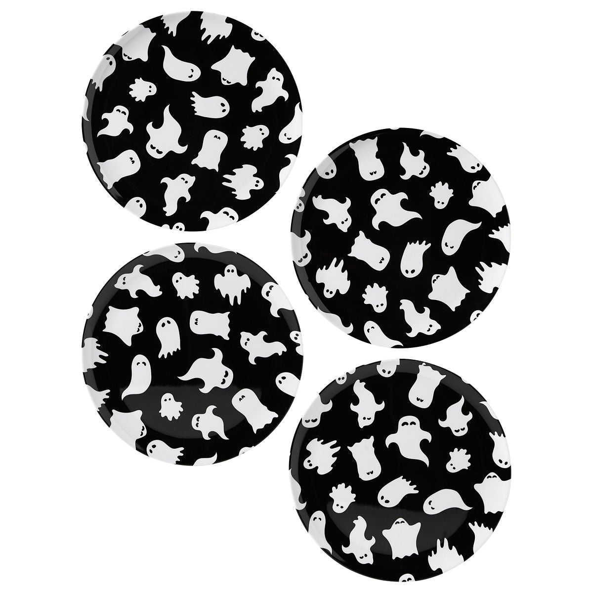 Plastic Ghost Plates - 4 Pack BLACK AND WHITE
