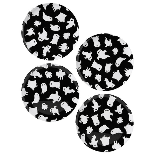 Plastic Ghost Plates - 4 Pack BLACK AND WHITE