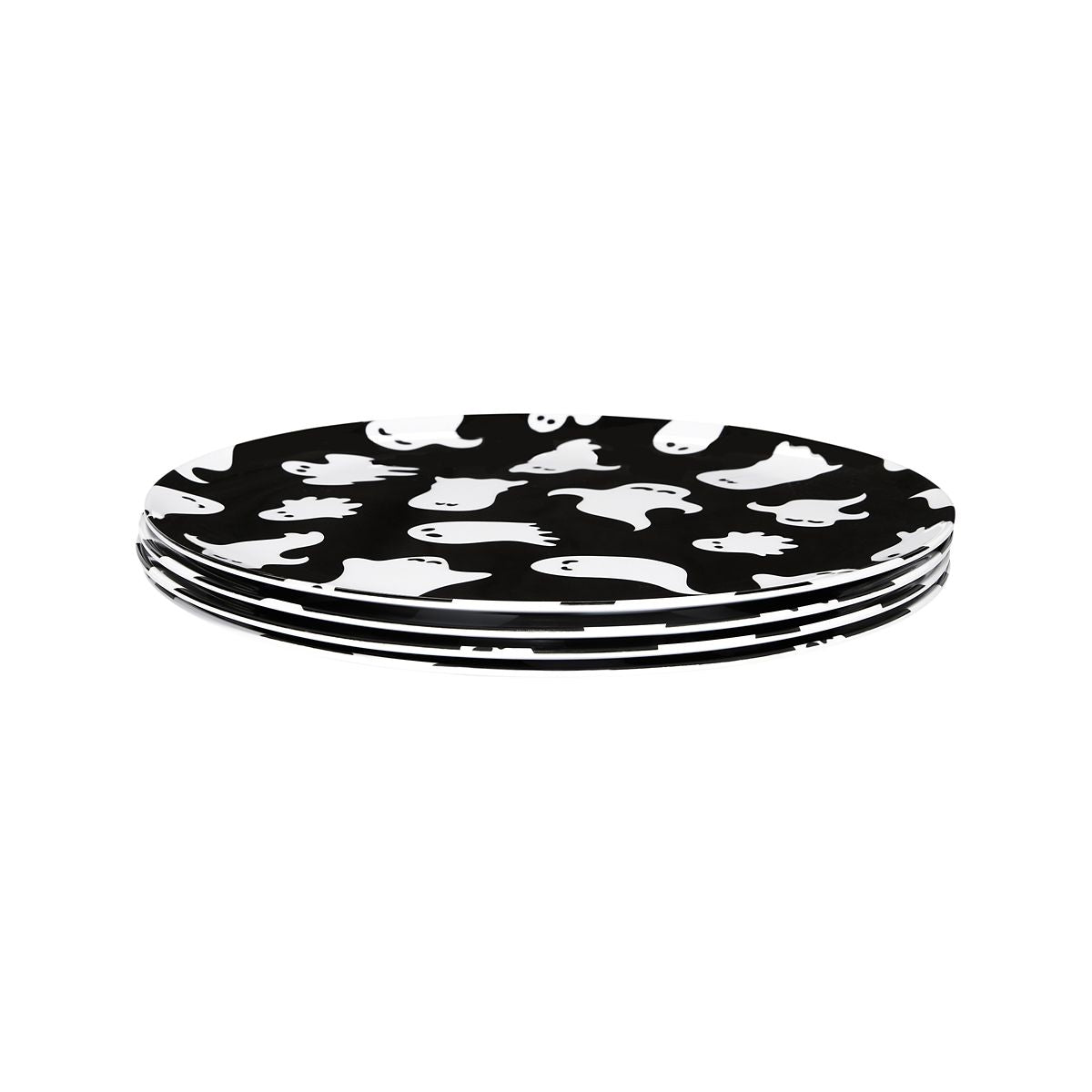 Plastic Ghost Plates - 4 Pack BLACK AND WHITE