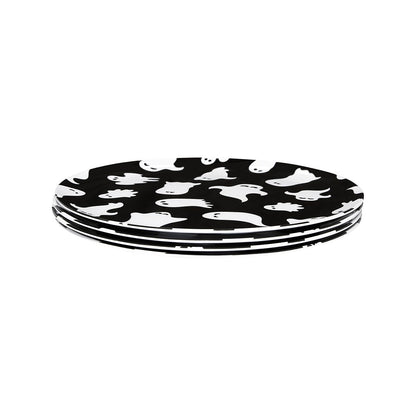 Plastic Ghost Plates - 4 Pack BLACK AND WHITE