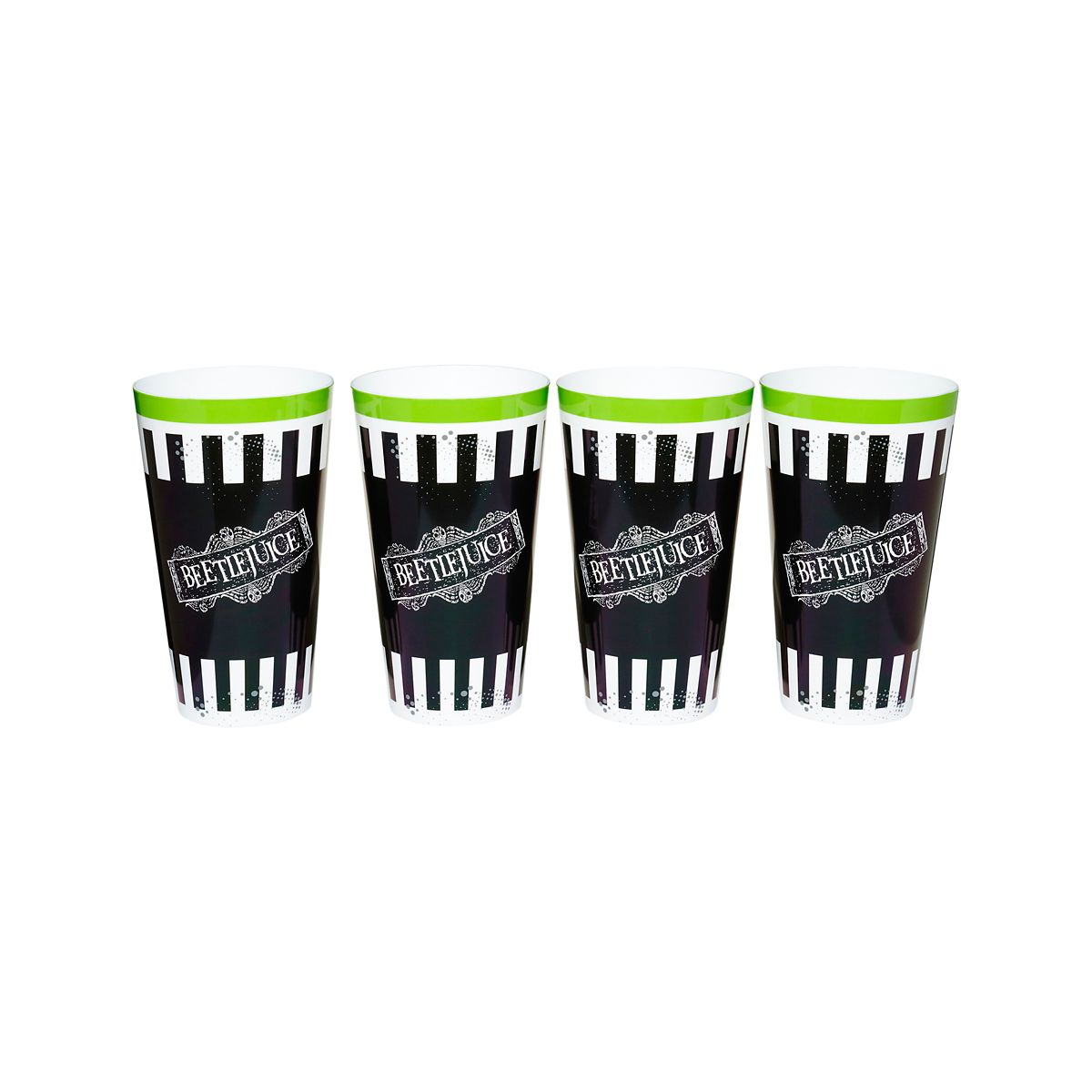 Beetlejuice Plastic Cup Set - 4 Pack BLACK AND WHITE