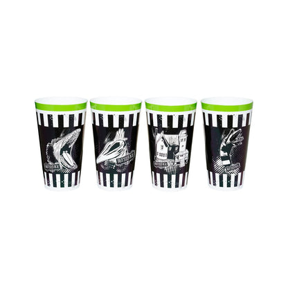 Beetlejuice Plastic Cup Set - 4 Pack BLACK AND WHITE