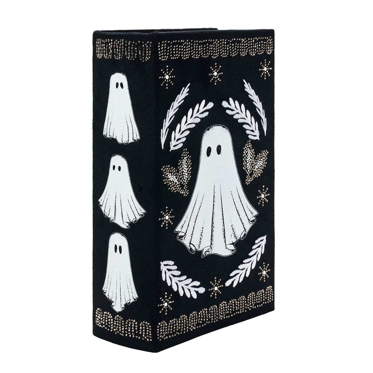 Velvet Ghost Book Trinket Box BLACK AND WHITE