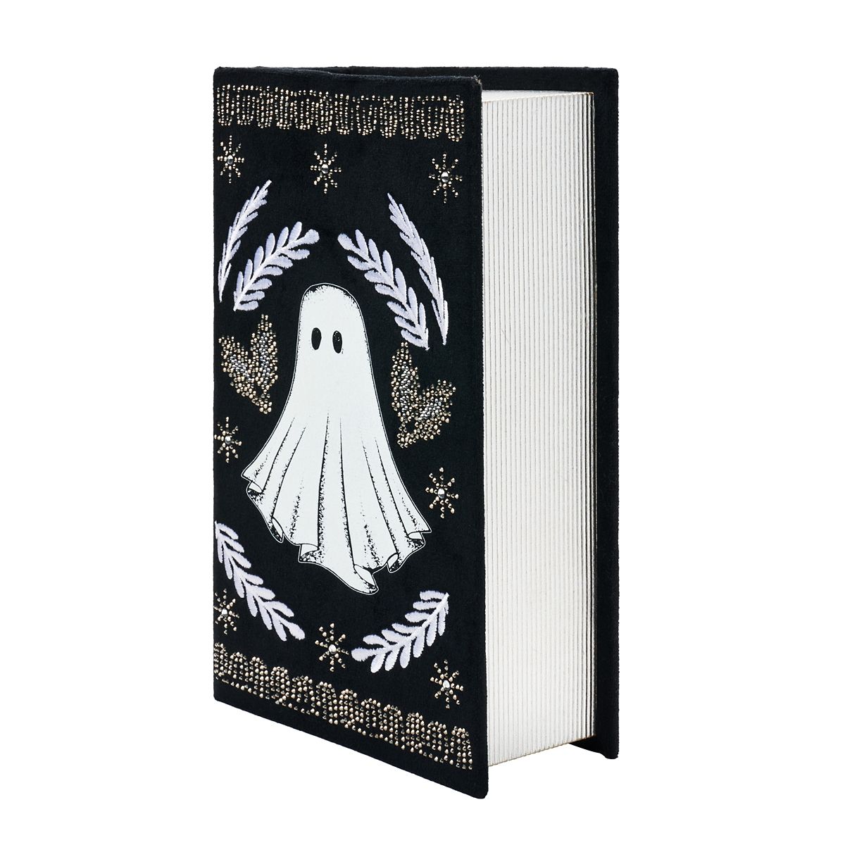 Velvet Ghost Book Trinket Box BLACK AND WHITE