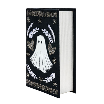 Velvet Ghost Book Trinket Box BLACK AND WHITE