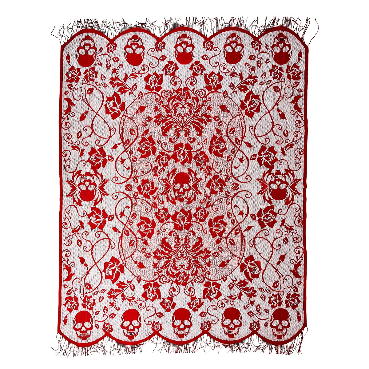 7 Ft Gothic Romance Tablecloth BLACK AND RED