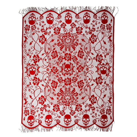 7 Ft Gothic Romance Tablecloth BLACK AND RED