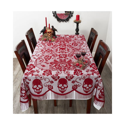 7 Ft Gothic Romance Tablecloth BLACK AND RED