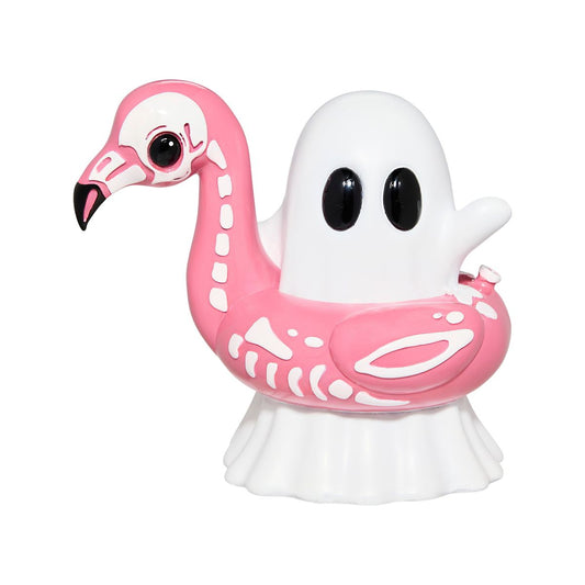 Summerween Ghost Flamingo Float Tabletop Statue MULTI-COLOR