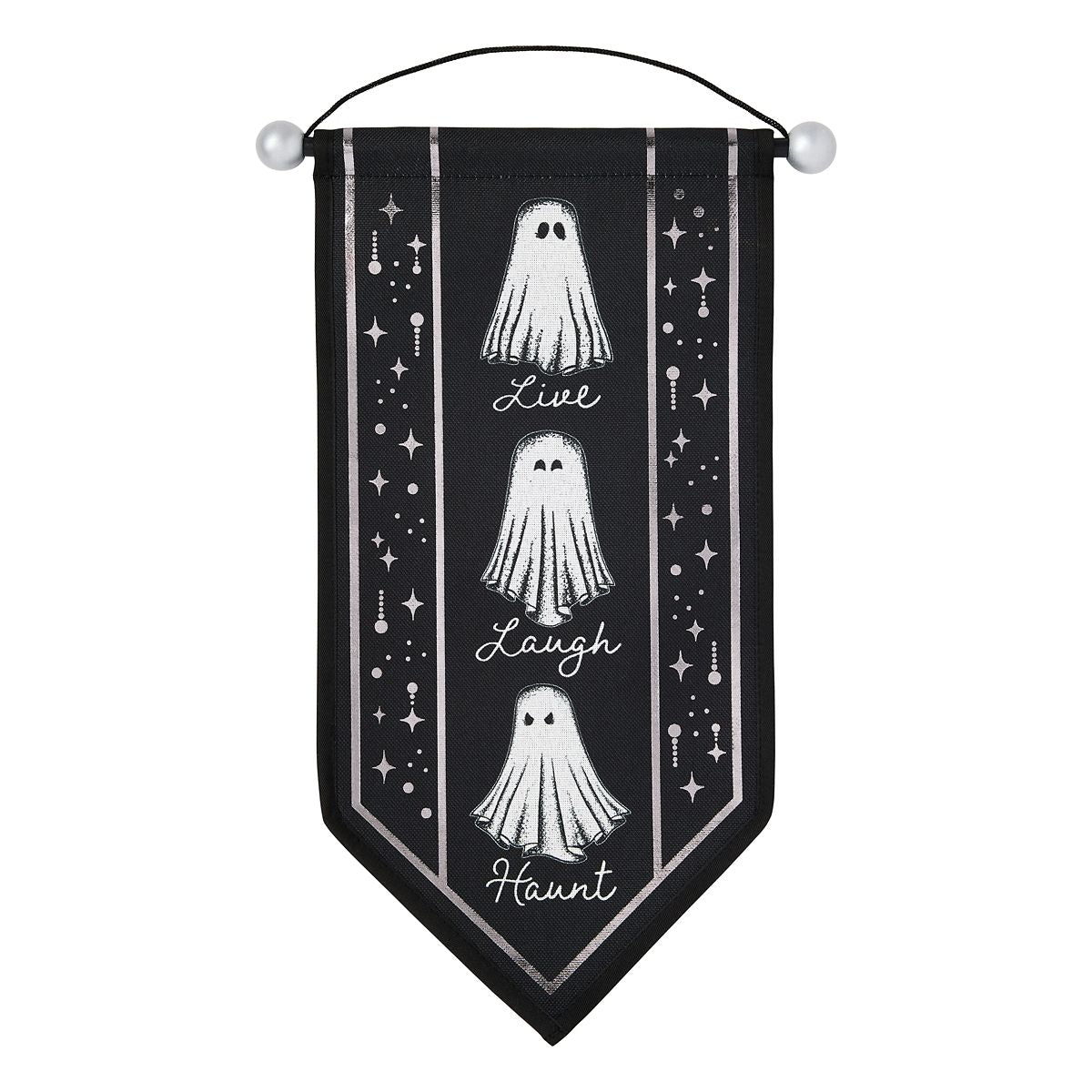 Ghost Live Laugh Haunt Banner BLACK AND WHITE