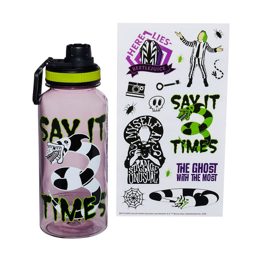 Beetlejuice Sandworm Water Bottle With Stickers - 32 oz. MULTI-COLOR