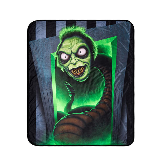Beetlejuice Snake Fleece Blanket BLACK AND GREEN