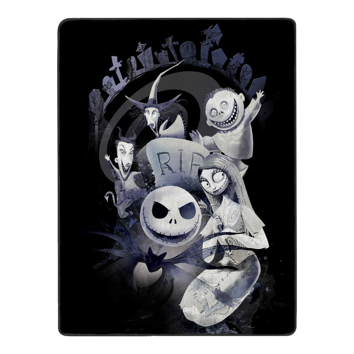 The Nightmare Before Christmas Graveyard Fleece Blanket BLACK AND WHITE