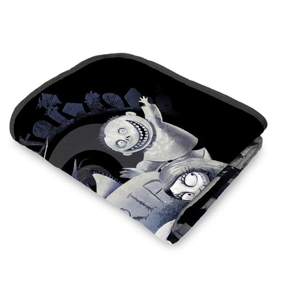 The Nightmare Before Christmas Graveyard Fleece Blanket BLACK AND WHITE