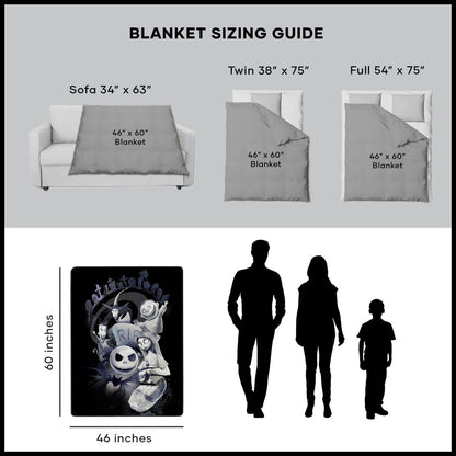 The Nightmare Before Christmas Graveyard Fleece Blanket BLACK AND WHITE