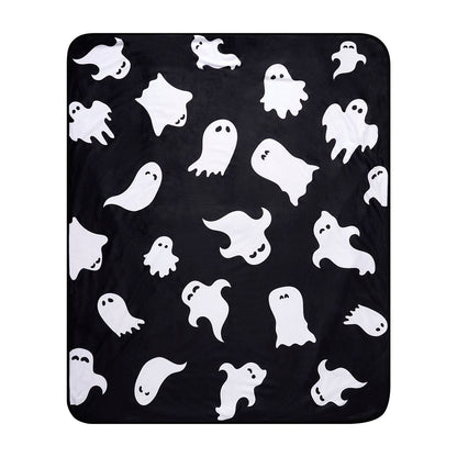 Ghost Print Fleece Blanket BLACK AND WHITE