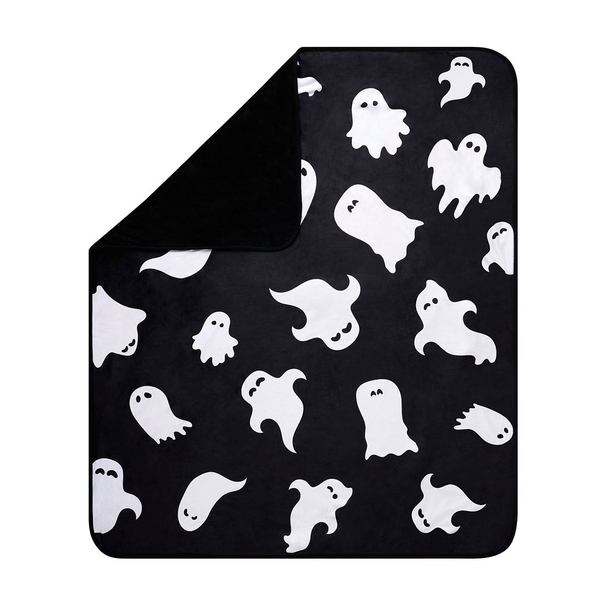Ghost Print Fleece Blanket BLACK AND WHITE