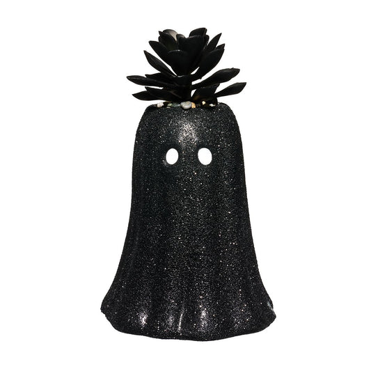 Black Glitter Ghost Faux Succulent BLACK