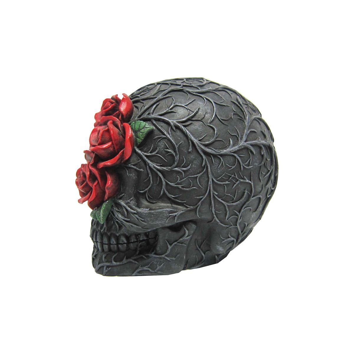 Red Roses Skull BLACK AND RED