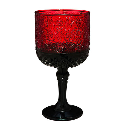 Gothic Noir Red Glass Goblet BLACK AND RED