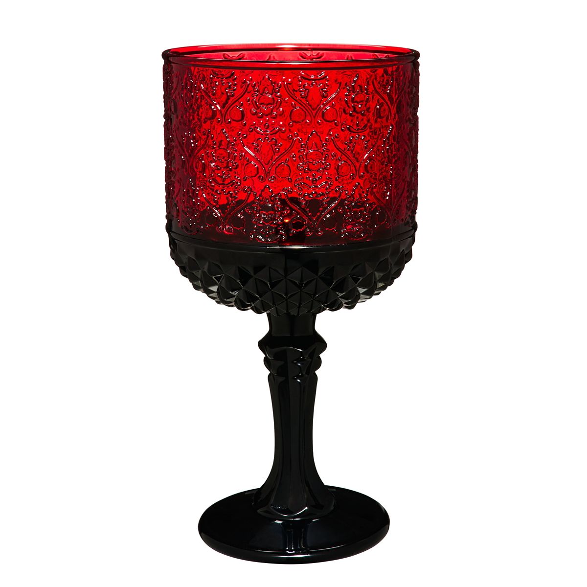 Gothic Noir Red Glass Goblet BLACK AND RED