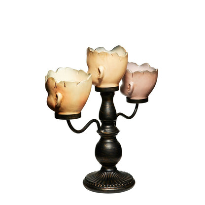 Gothic Noir Doll Head Candelabra BRONZE