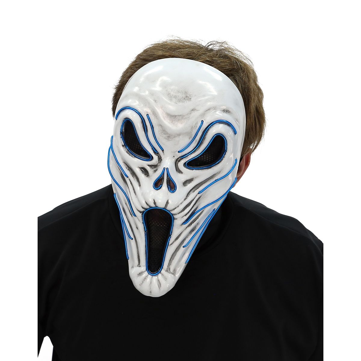 Light-Up EL Wire Phantom Half Mask WHITE