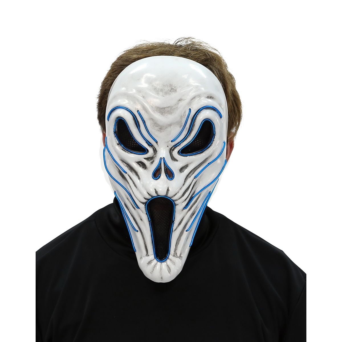 Light-Up EL Wire Phantom Half Mask WHITE