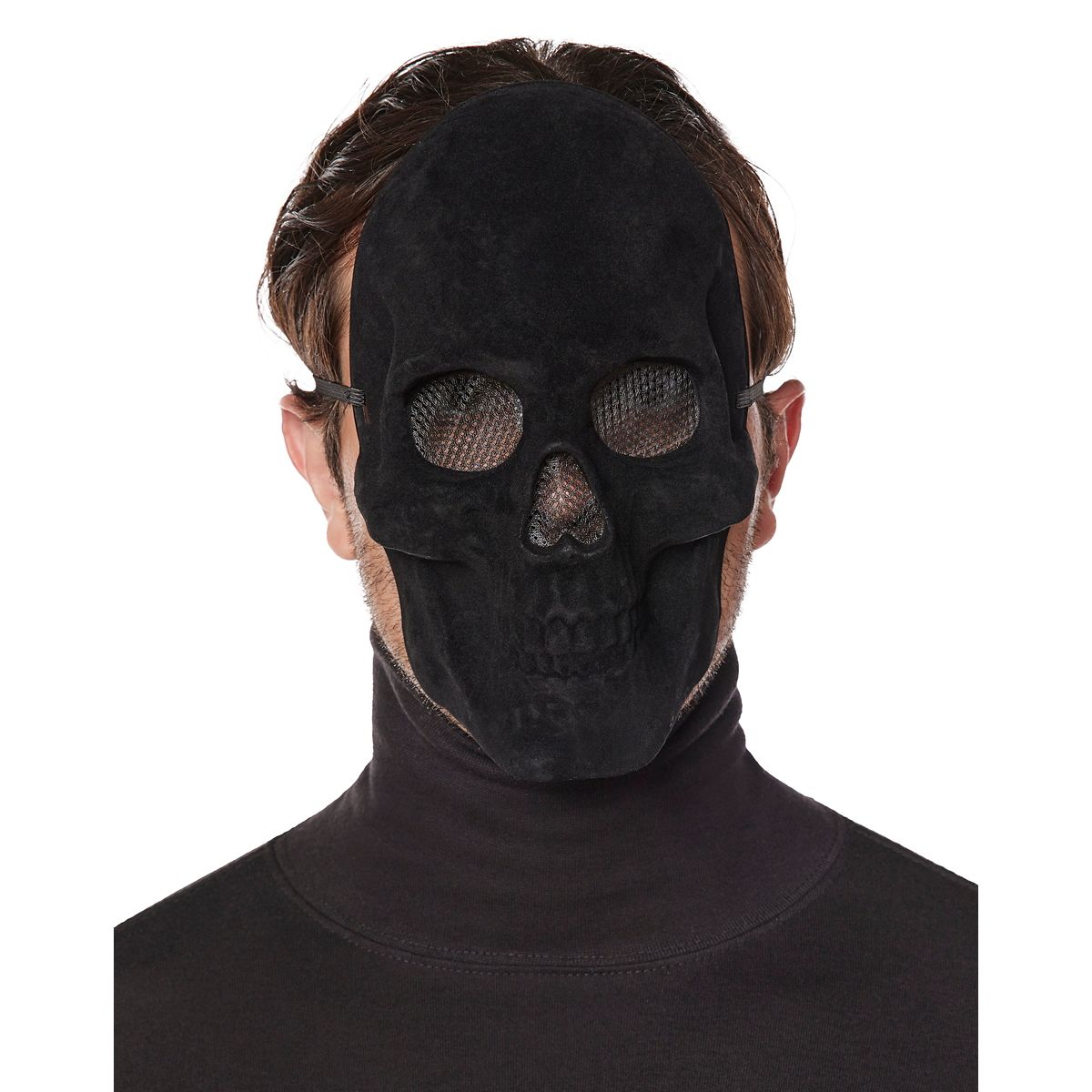 Black Velvet Skull Half Mask
