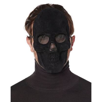 Black Velvet Skull Half Mask