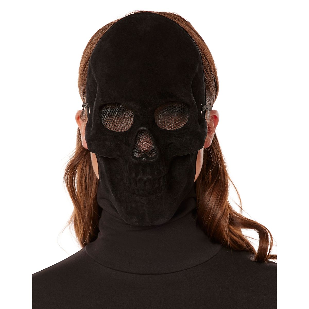 Black Velvet Skull Half Mask