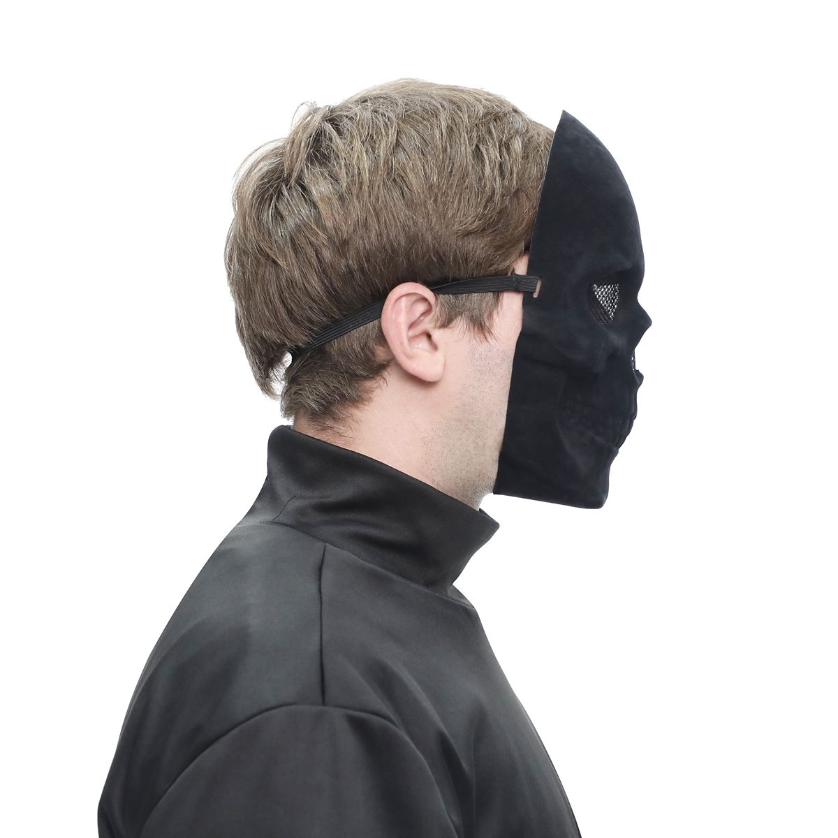 Black Velvet Skull Half Mask