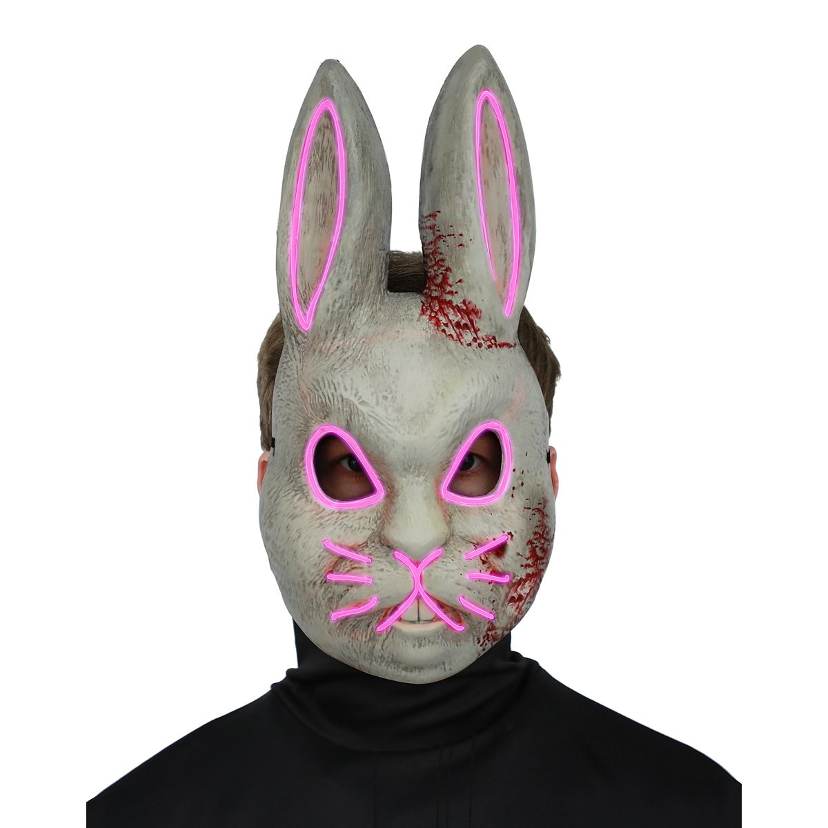 Light-Up EL Wire Bad Bunny Half Mask PINK