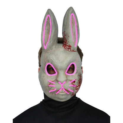 Light-Up EL Wire Bad Bunny Half Mask PINK