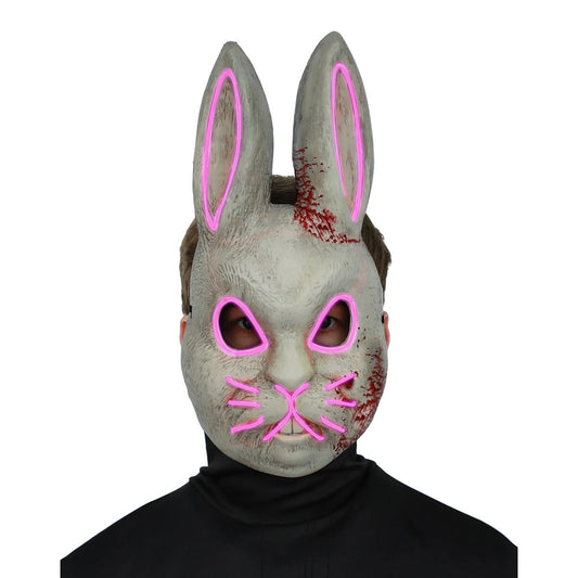 Light-Up EL Wire Bad Bunny Half Mask PINK