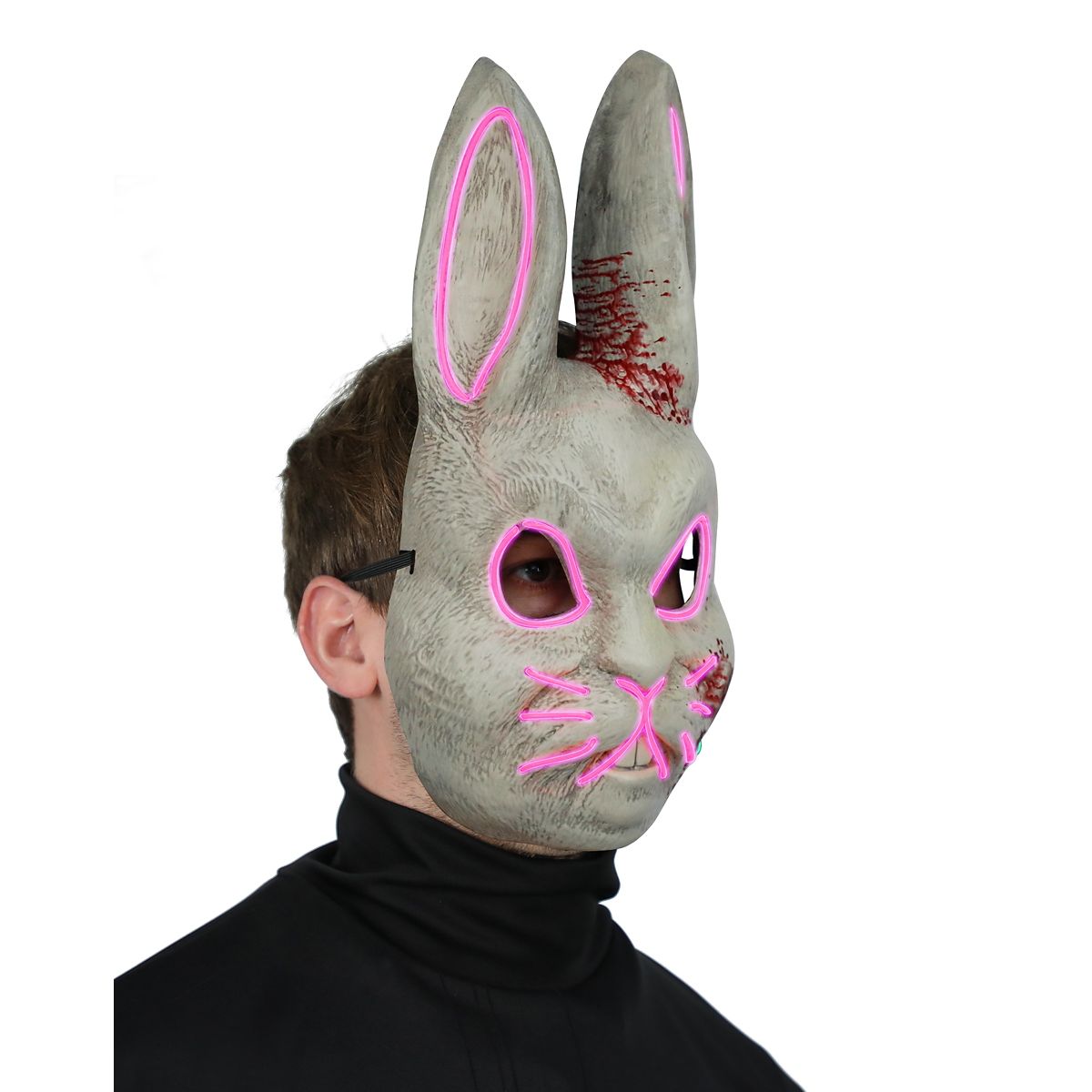Light-Up EL Wire Bad Bunny Half Mask PINK