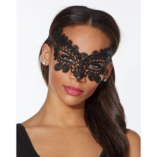 Black Lace Flower Eye Half Mask BLACK