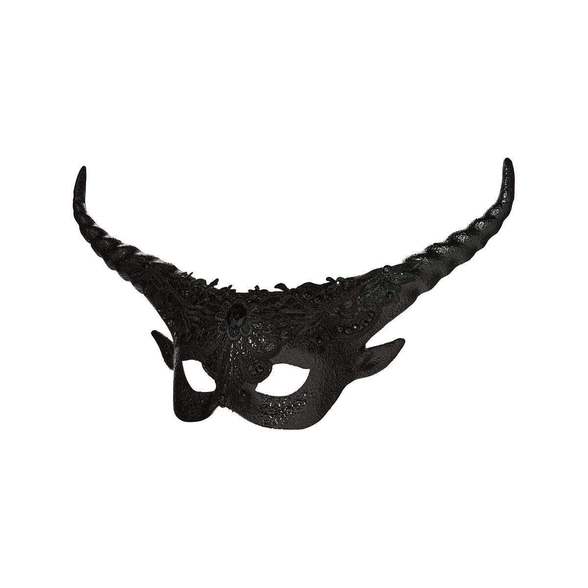 Black Horned Masquerade Eye Mask BLACK
