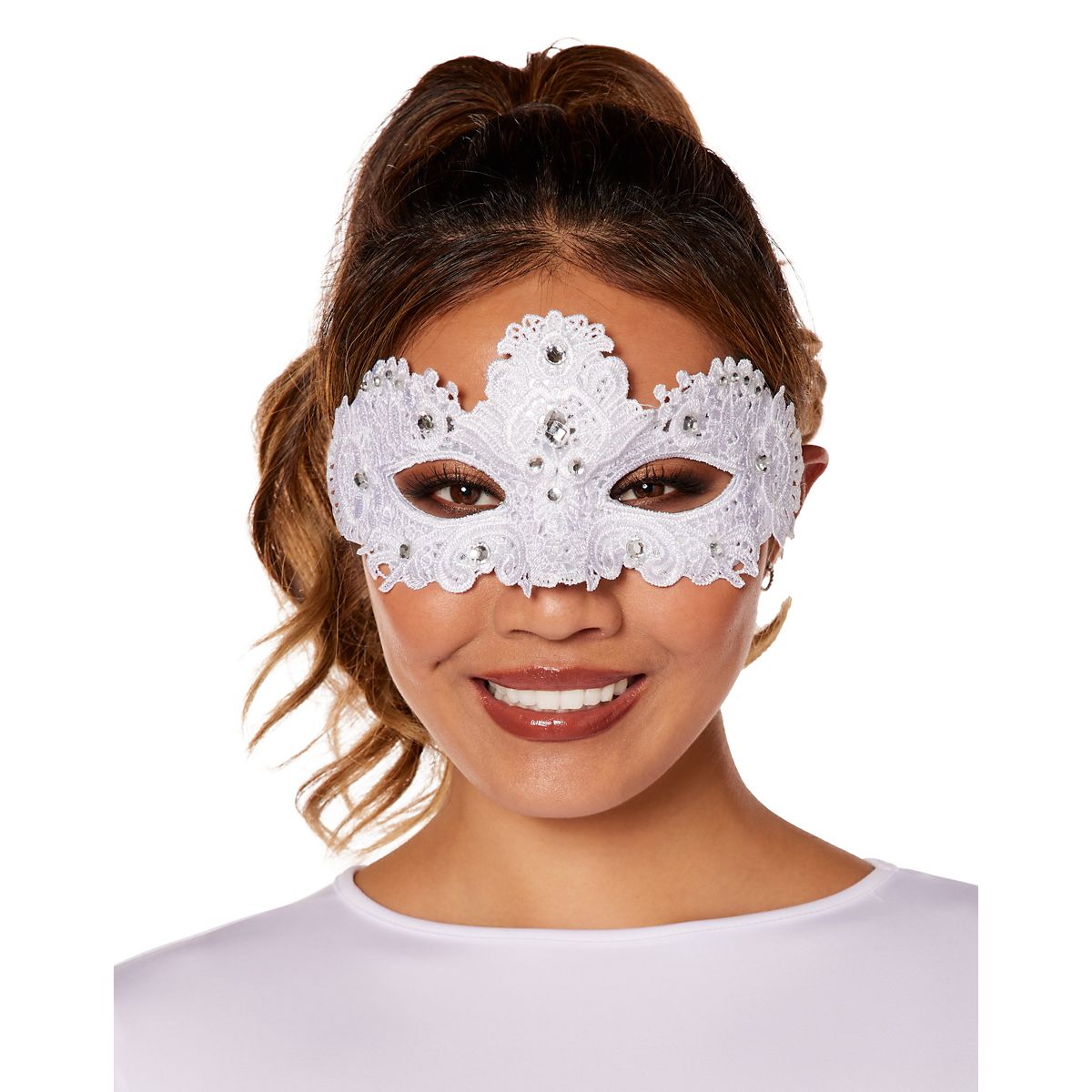Angel White Lace Eye Half Mask WHITE