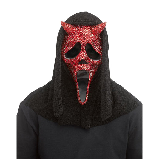 Bling Devil Ghost Face Half Mask RED