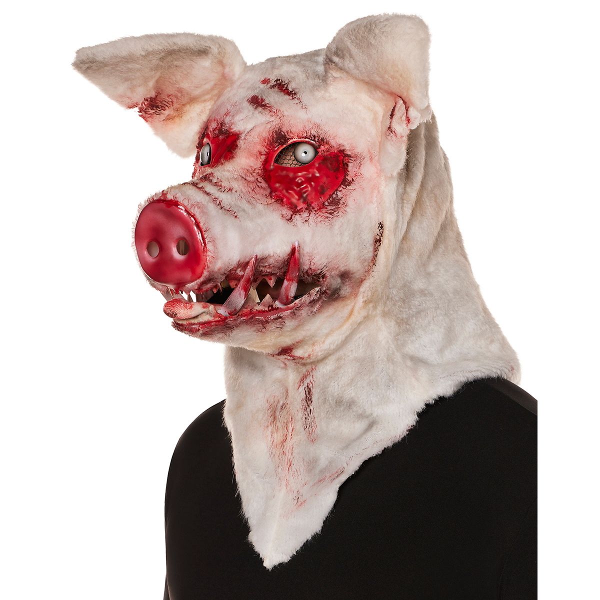 Moving Mouth Bloody Pig Full Mask WHITE