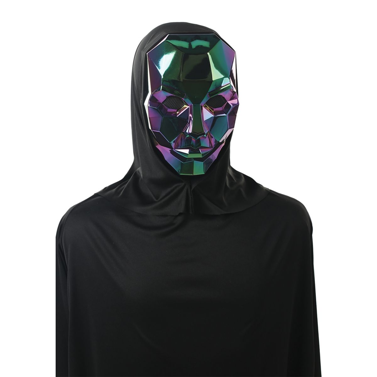 Iridescent Metallic Hooded Mask