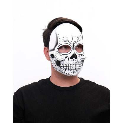 Sugar Skull Skeleton Half Mask BLACK AND WHITE