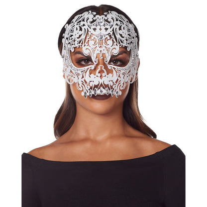 White Metal Skeleton Eye Mask WHITE