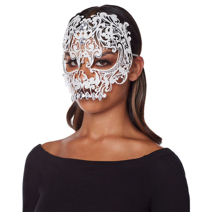 White Metal Skeleton Eye Mask WHITE