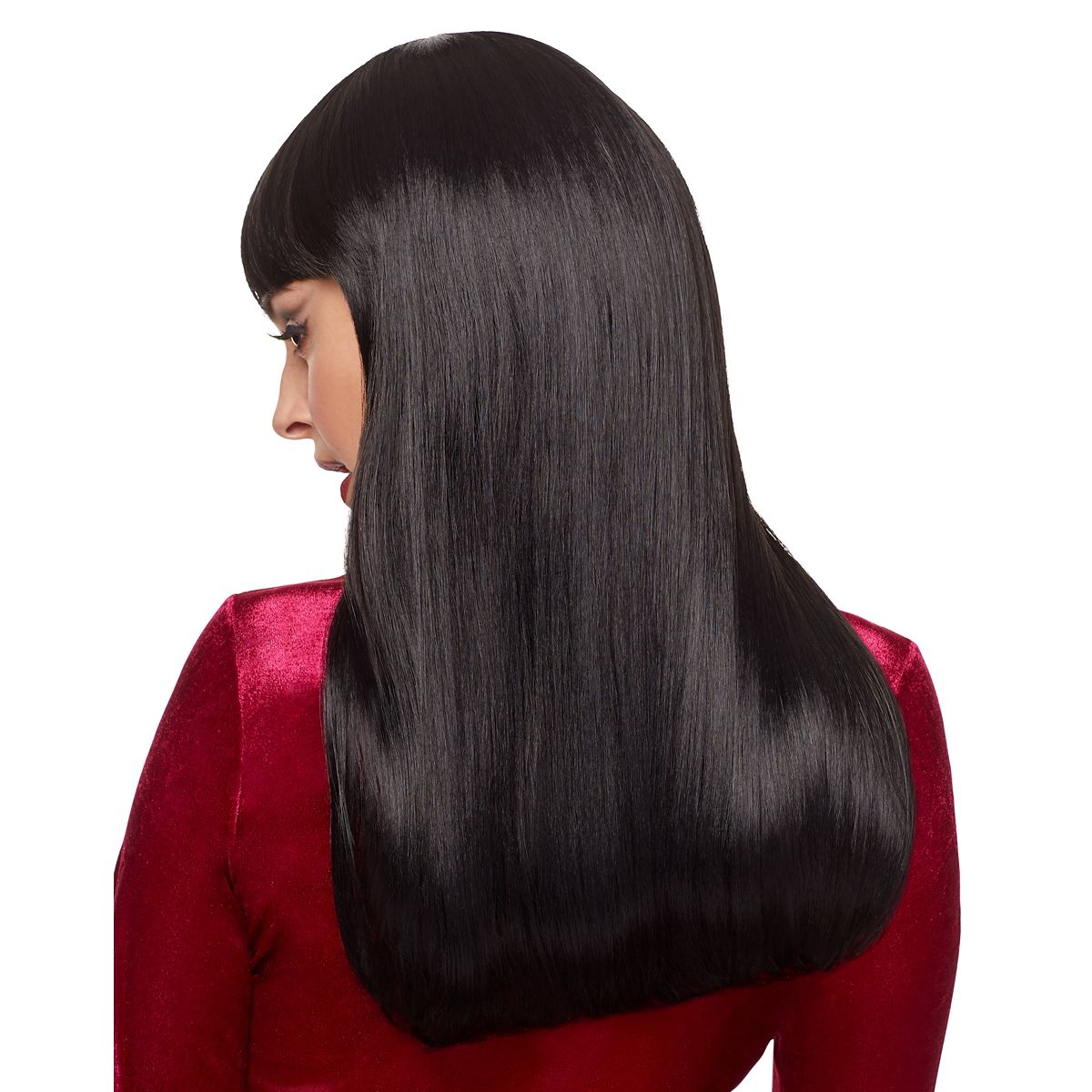 Long Black Wig with Bangs BLACK