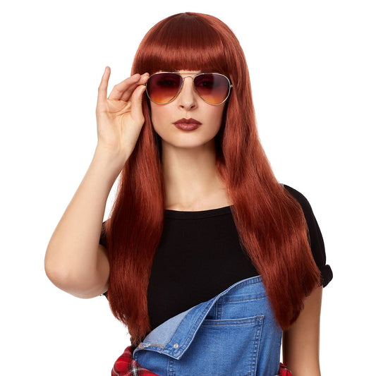 Long Auburn Wig with Bangs AUBURN