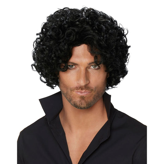 Curly Haired Singer Wig BLACK