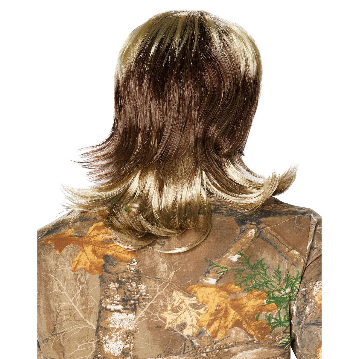 Blond Mullet Wig With Mustache BLONDE/BROWN